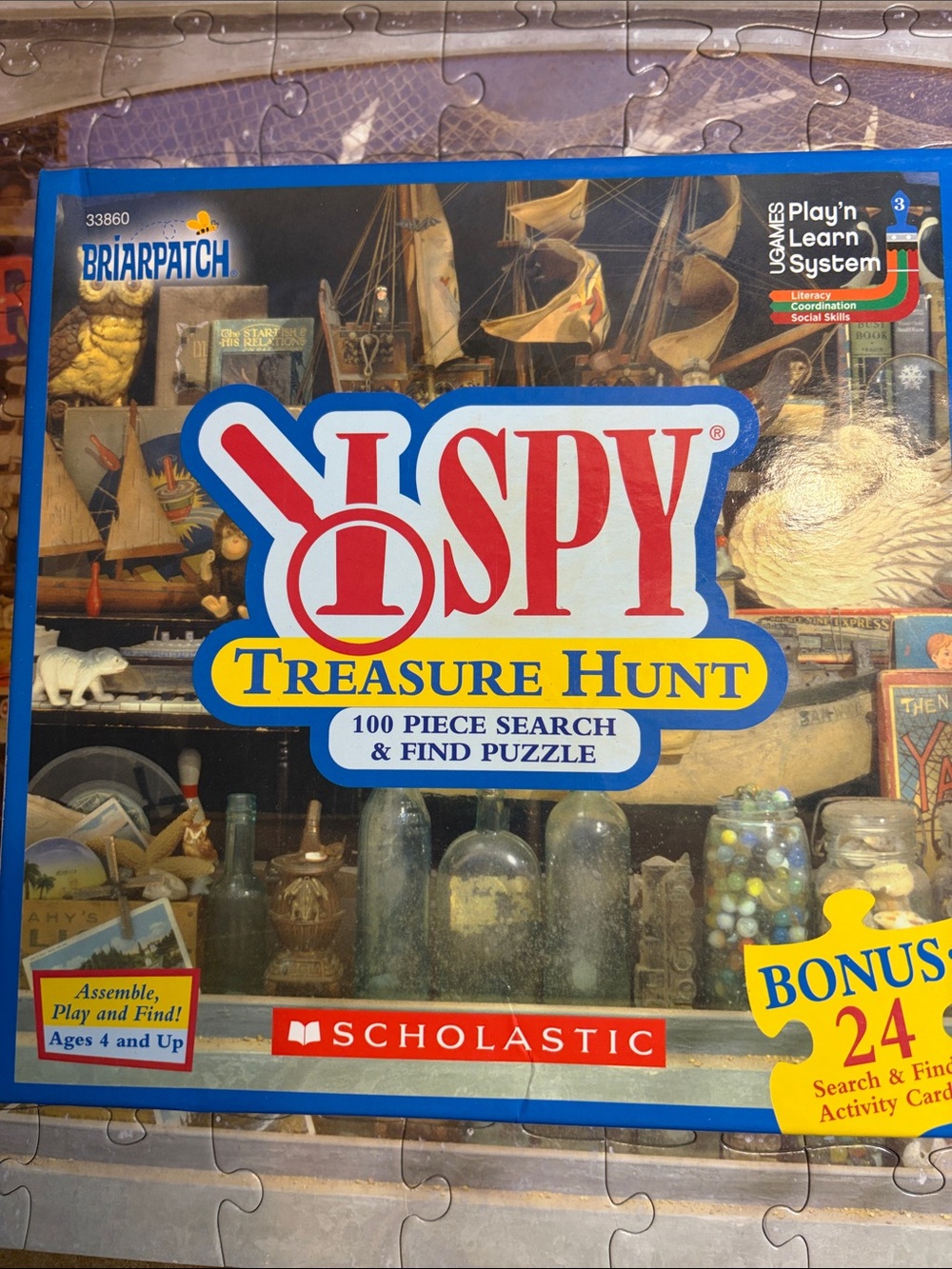 🧩 100 piece Scholastic “I SPY Treasure Chest” with 24 activity cards. Complete.